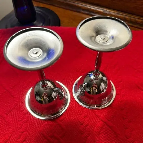 2 Vintage Chrome Goblets - Picture 5 of 6